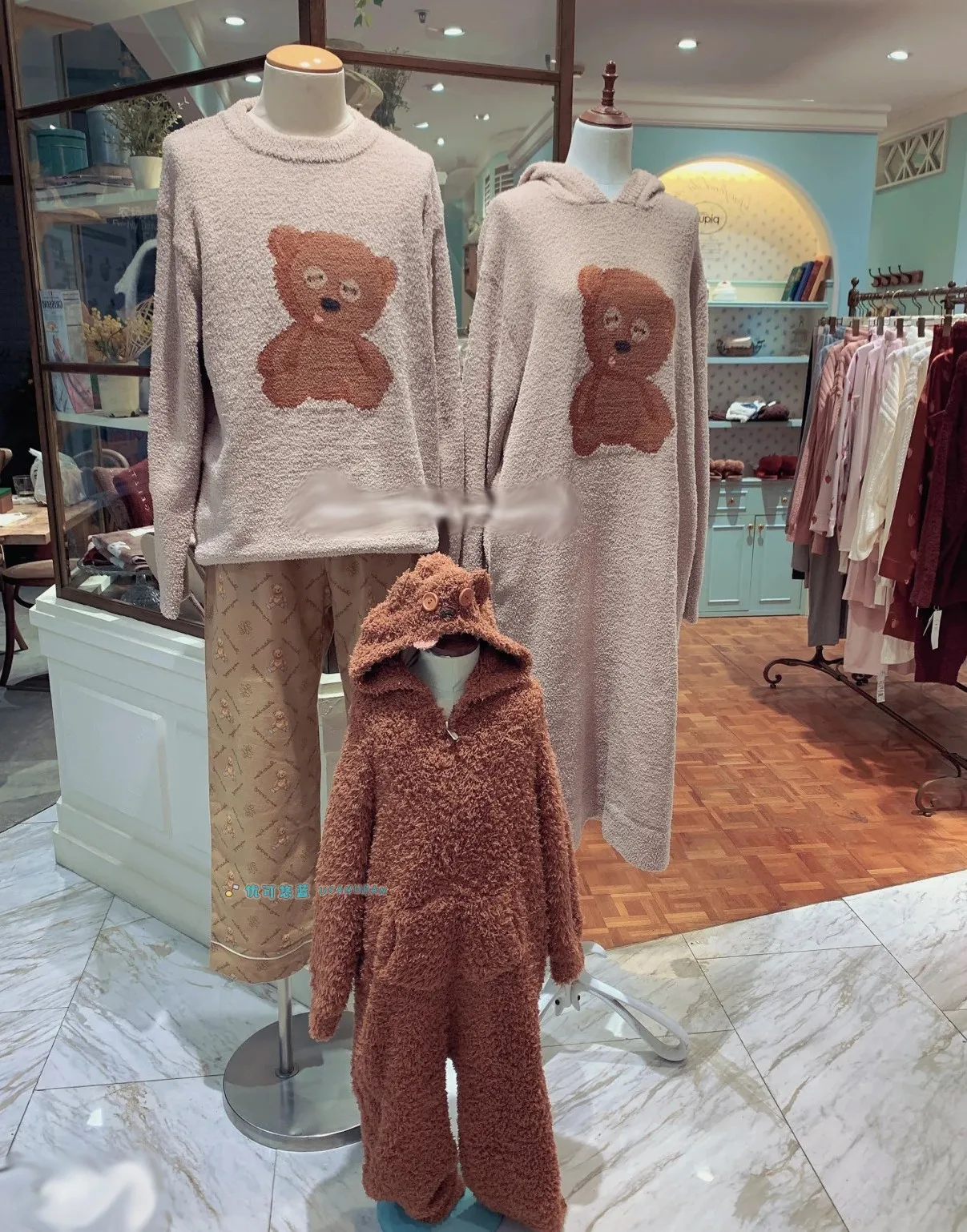 Japan Style Winter Soft Ice cream Pajamas Bear Homewear Thick Loungewears