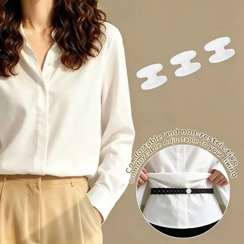 4PCS/Set (1 Strap+3 Buttons) Exquisite Lace Trimmed Hem Waistband Suitable for T-Shirts, Dresses, Shirts Shorten Clothing Length image 5