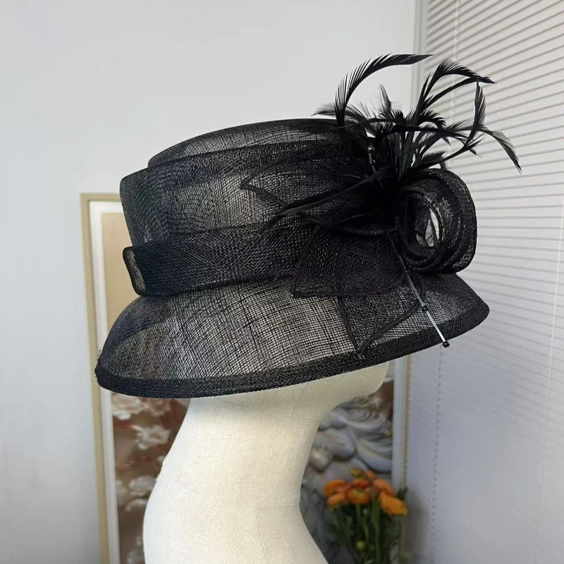 سيدة جديدة الكتان أفضل قبعة أنيقة وخفيفة الوزن قطع زينة القبعات حافة صياد قبعة قبعات رعاة البقر يدوية الصنع زهرة قبعات
