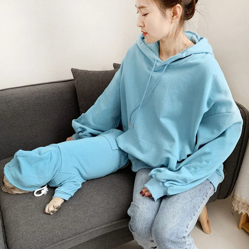 

Pet Matching Hoodie Spring Dog Clothes For French Bulldog Solid Dog Coat Warm Family Clothes For Dogs Puppy Costume Ropa Perro
