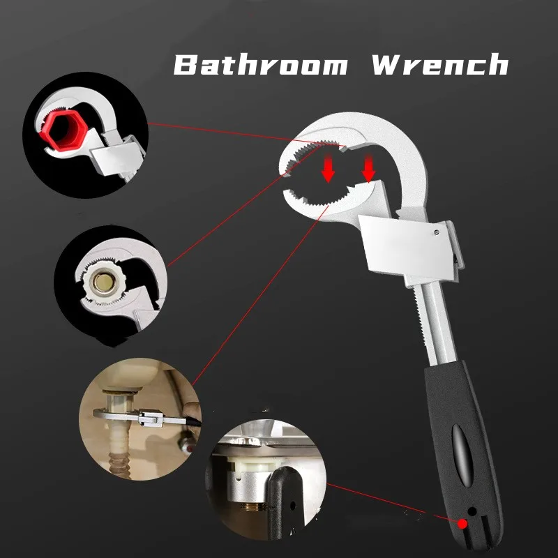 Adjustable Bathroom Wrench Opening 80mm Spanner Sink Pipe Wrench For Faucet Sewer Water Pipe Plumbing Faucet Wrench Repair Tools