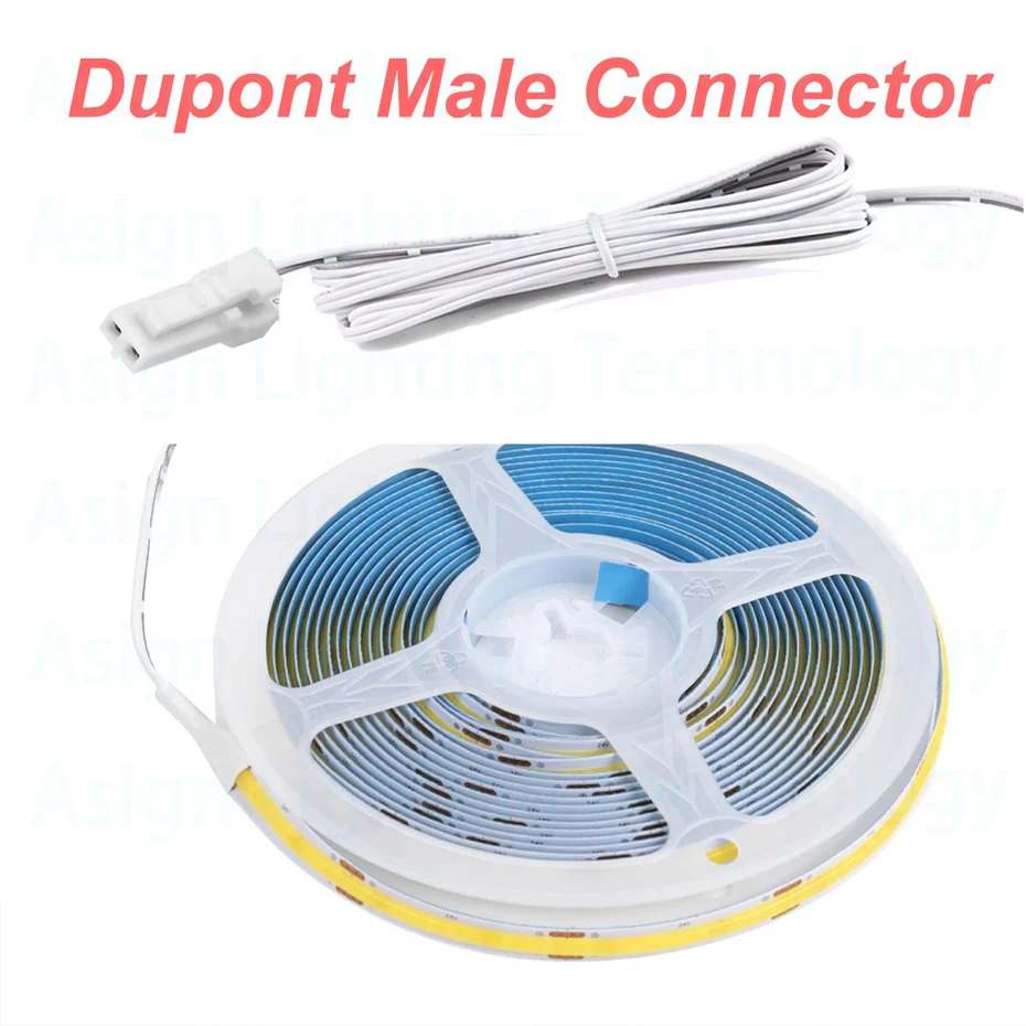320LEDs/m Only COB Strip Light Dupont Interface DC12V/24V 1m-5m Flexible Tape Soft Cuttable Lighting for Closet Kitchen Cabinet