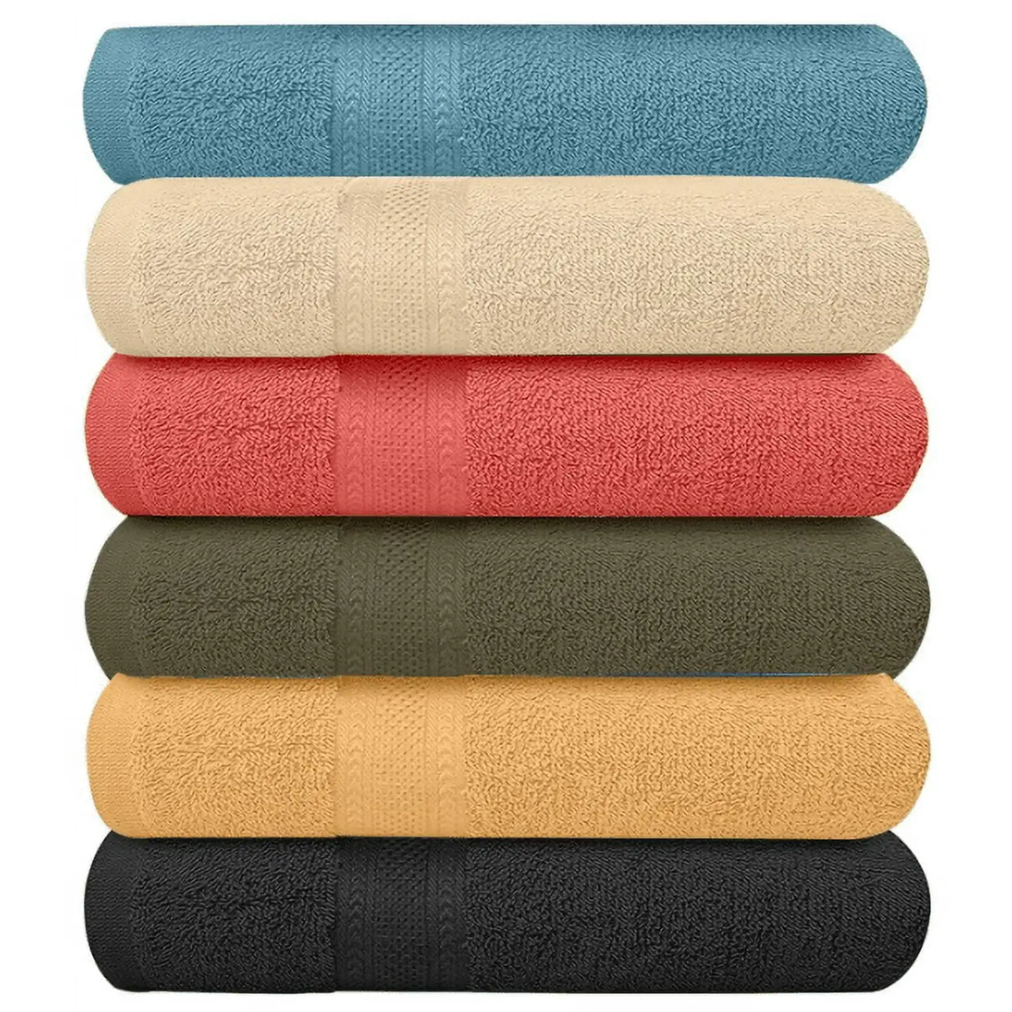 100% Cotton Towels Washcloths Multicolor 6 Count Breathable Fabric Is Soft Against The Skin Providing A Luxurious Feel