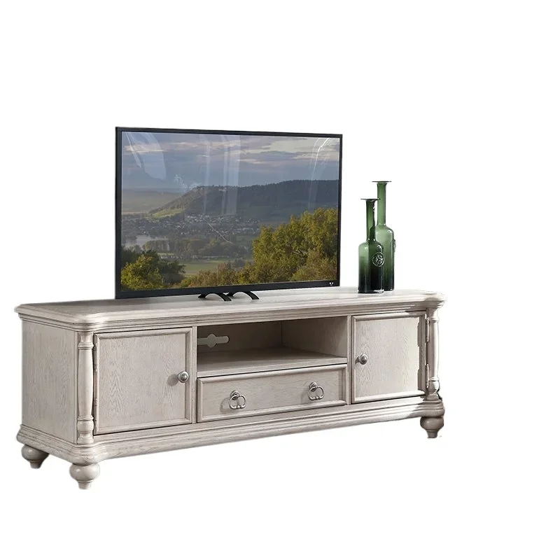 

American solid wood TV cabinet, living room oak retro audio-visual with drawers storage floor cabinet