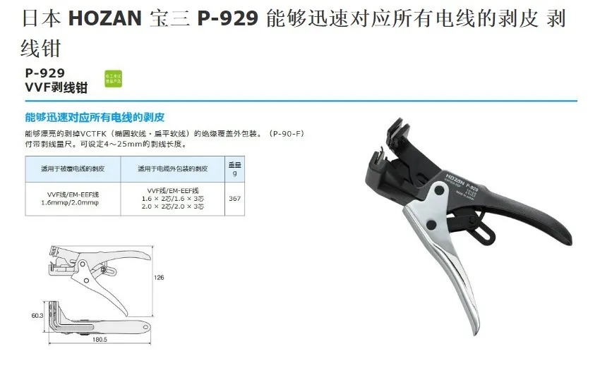 Peeling and Wire Stripping Pliers P-929 That Can Quickly Respond To All Wires