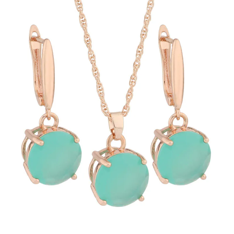 2022 Luxury Brands Sets 585 Rose Gold Color Jewelry Sets For Women 12mm Round Earrings And Pendant Set Luxury Quality Jewelry
