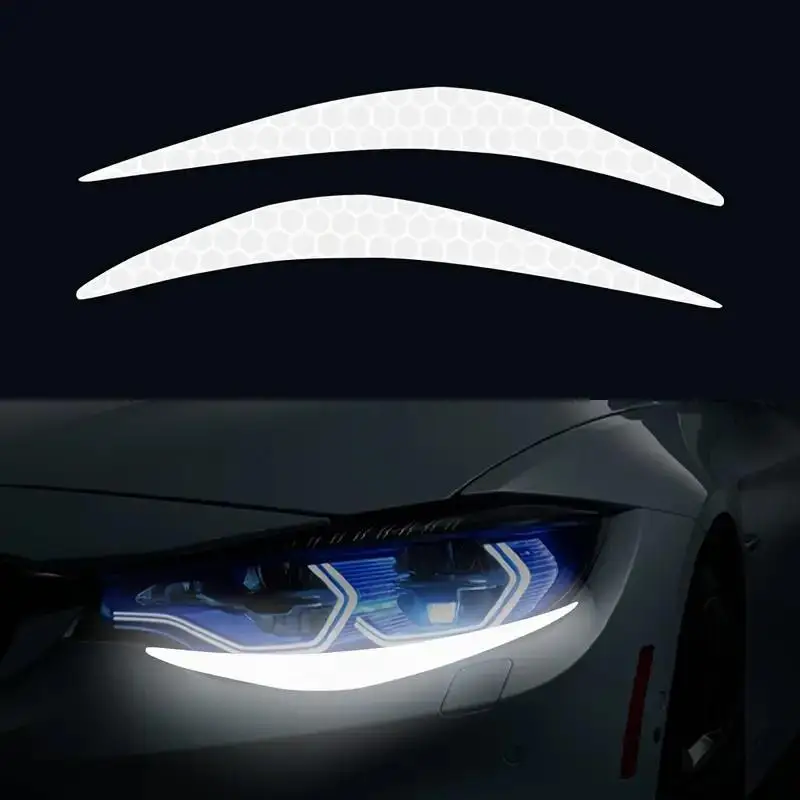 2 قطعة ملصقات المصباح الأمامي للسيارة العاكسة ملصقات شخصية إبداعية لافتة للنظر لتزيين غطاء السيارة العالمي