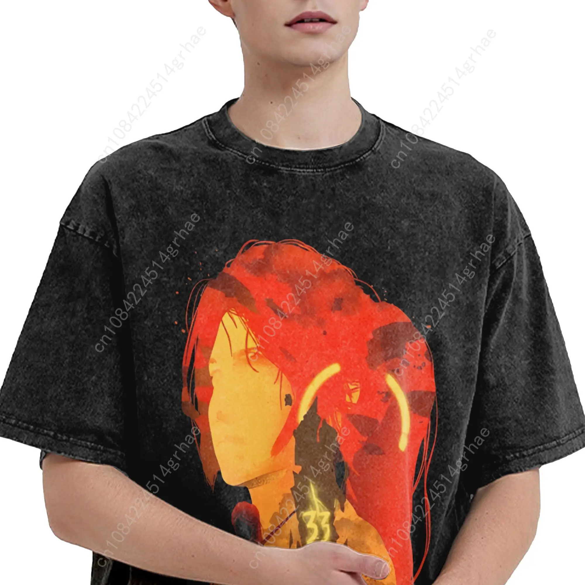 Camiseta para hombre Clair Obscur Expedition 33, camisetas lavadas, juego divertido Hippie, camisetas de verano, ropa informal de estilo callejero de talla grande