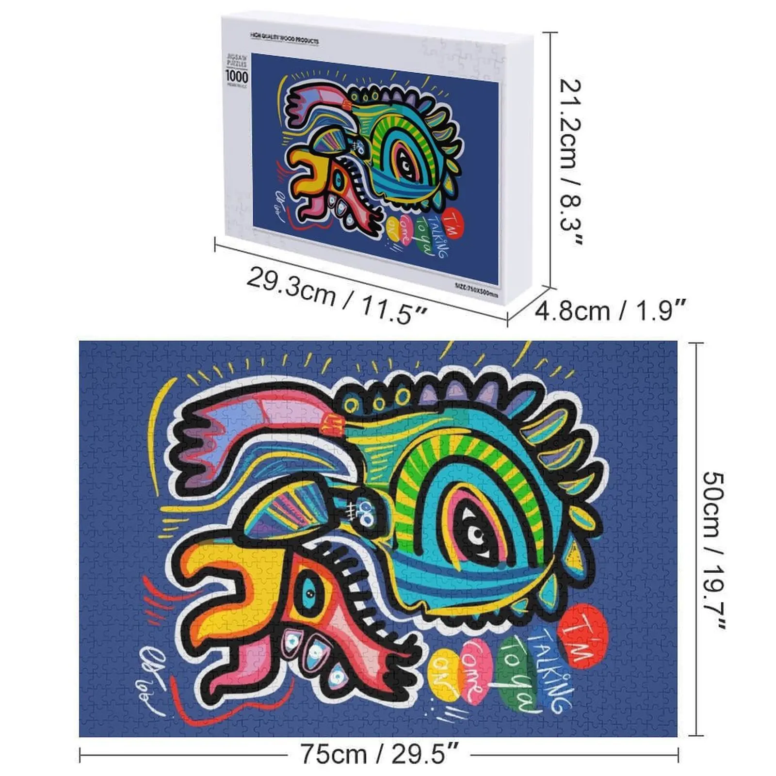 Seni Grafiti Biru Musik Berbicara padamu Puzzle Jigsaw Nama Kustom Mainan Anak Mainan Untuk Anak-anak Foto Puzzle Kustom