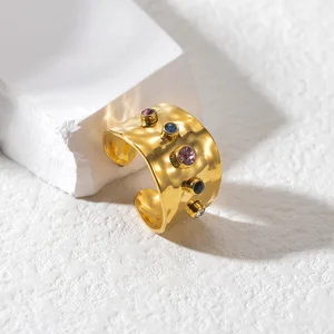 18 K altın kaplama paslanmaz çelik, halka açık kadınlar için, charm moda, boncuk, tatlı su, minimalist, yüzük zirkon 6 Büyük satış perolas o-ring, no. 4