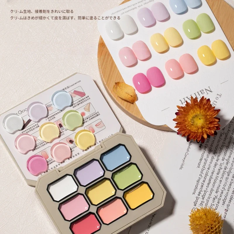 9 Colors Jelly Solid Nail Gel Polish Palette Pudding Cream Soak Off UV LED Japanese Nail Gel Polish Semi Permanent Solid Gel