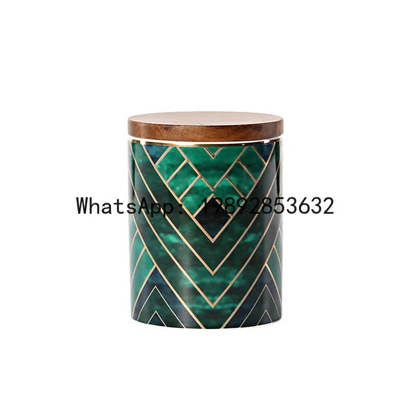 

DSA Nordic light luxury high emerald sealed ceramic jar scented tea storage jar