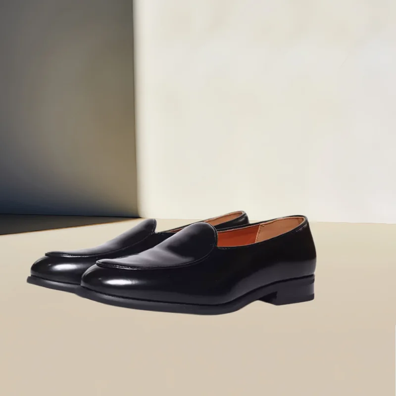 

Sewing Lines Shoes for Males Round Toes Flat Heels Pleated Mens Loafers Shallow Chassure Hommes Patent Leather Zapatos Hombre
