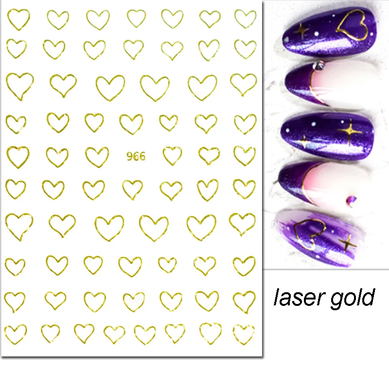 3D Nail Art Aufkleber rot schwarz Gold weiß süße Liebe Herzen Formen selbst klebende Schieber Nagel Aufkleber Dekoration für Nagel Maniküre