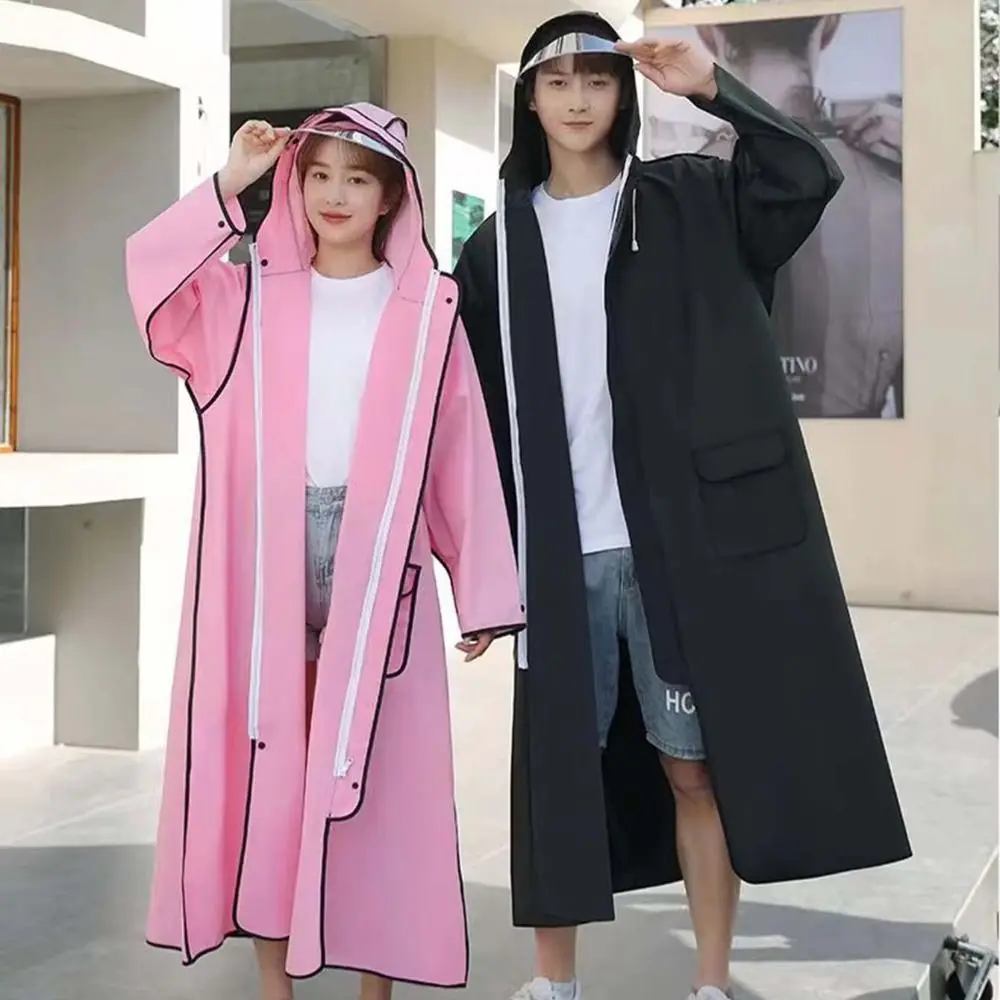 

Водонепроницаемый длинный плащ из ЭВА с толстым капюшоном, дождевик для электрического скутера, многоразовый дождевик, мотоциклетный плащ для путешествий на открытом воздухе