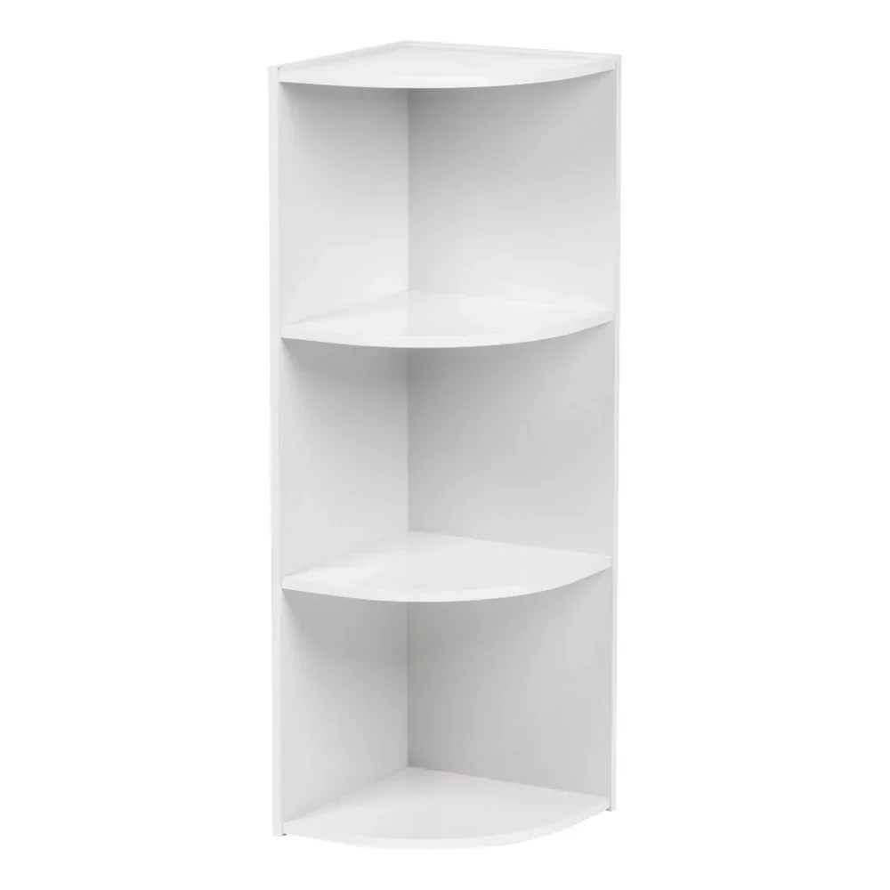 New Small Spaces Wood Bookcase Storage Shelf 3-Tier-Corner White Children Bookshelf