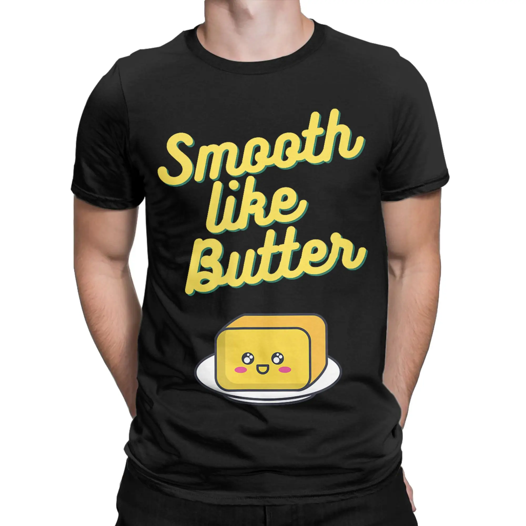 Smooth Like Butter T Shirts for Men Pure Cotton Funny T-Shirt Round Collar  Tees Short Sleeve Tops Plus Size