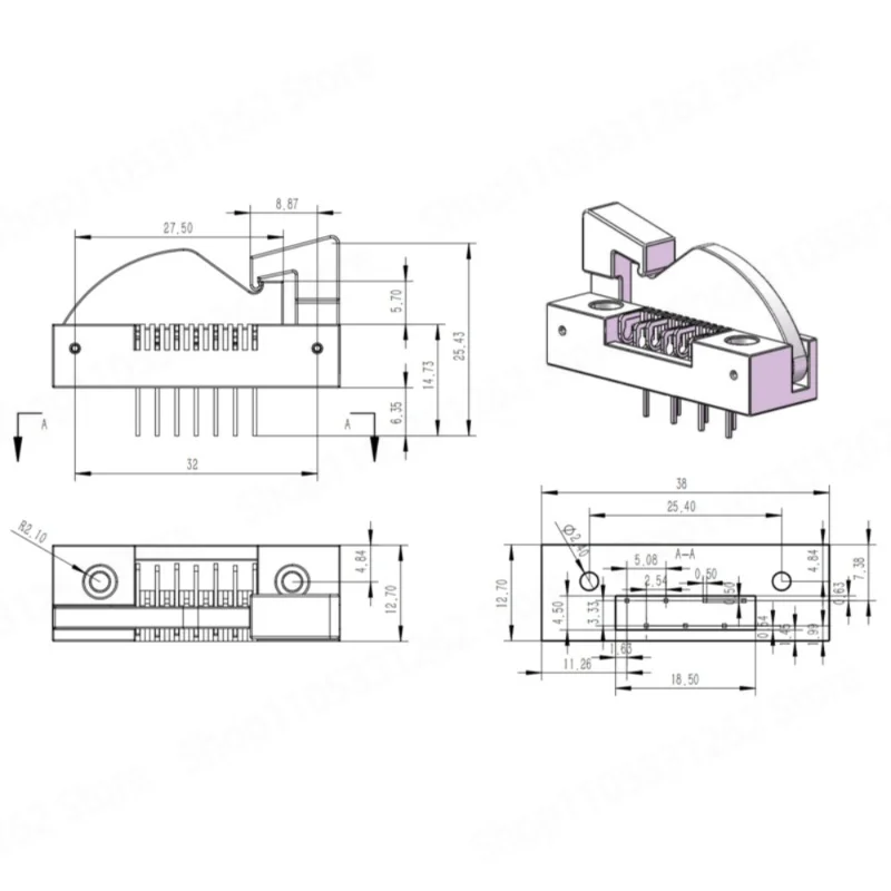 Double Row 14-pin Pommel Holder Butterfly DFB Laser Fixture 2.54mm 0.5mm Slot