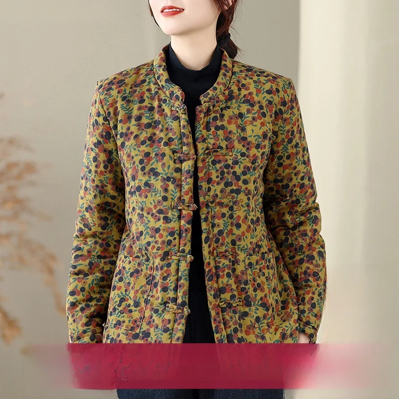 

Женское зимнее пальто Thiened Cotton Jaet с пуговицами, старая ткань, лен, маленькая хлопковая прямая трубка Long Sve Regular...