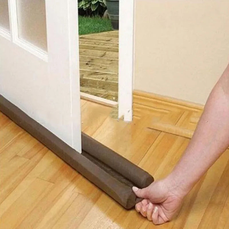 Hot Sale Brown Double Door Draft Stopper Dual Draught Excluder Air Insulator Windows Dodger Guard Energy Saving