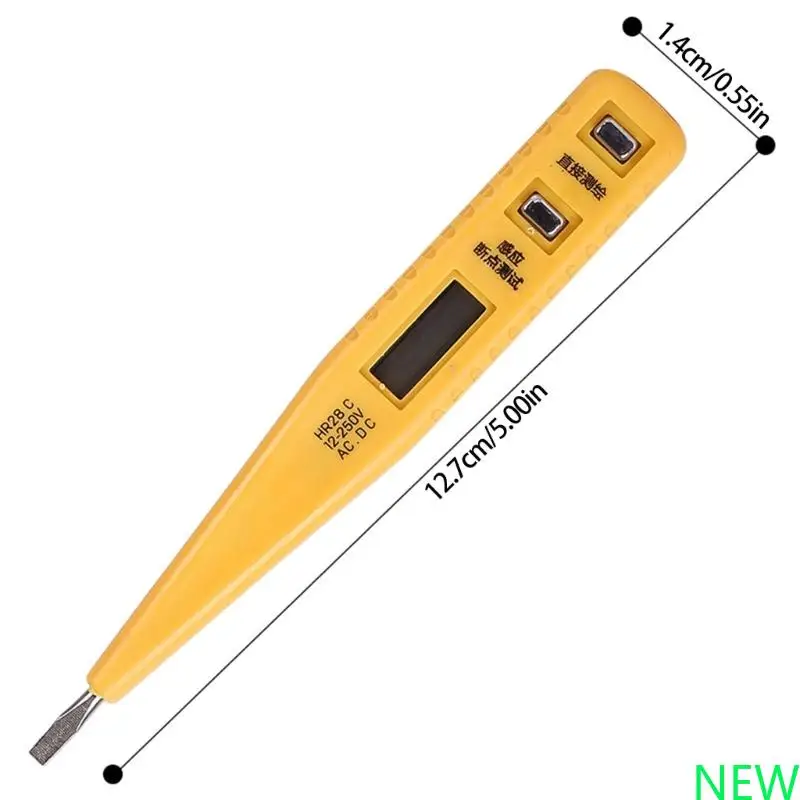 شاشة اختبار القلم الجهد الكهربائي شاشة LCD 12-250 فولت القياس ABS