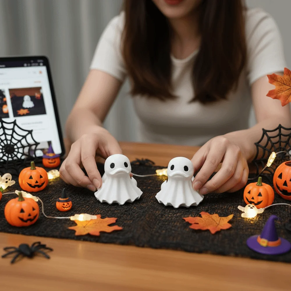 PLA Halloween Ghost Duck Compact Durable Miniature Duck Figurine Smooth Lightweight Creative Ghost Duckling Nightstand Setup