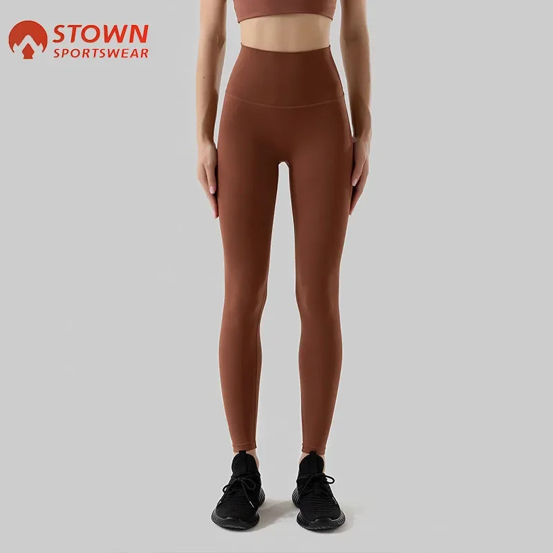 

Stown Brown Yoga Leggings for Fitness Legging Sport Femme Pants with Pocket Female High Waist Leggins Push Up Gym Tights Women