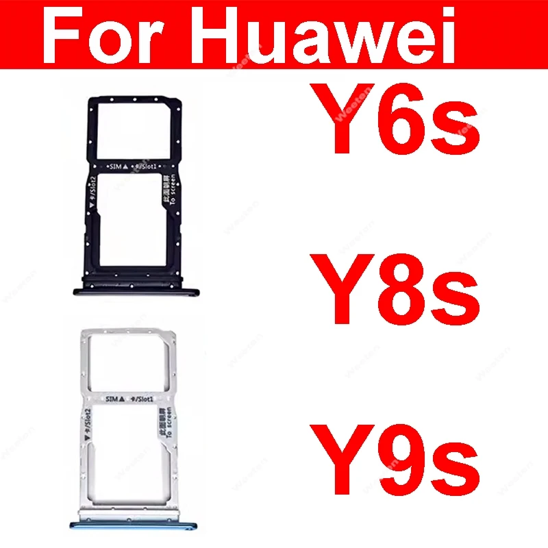 Sim Card Tray Holder For Huawei Y6s Y8s Y9S 2019 SIM Card Slot Socket Holder Sim Card Reader Adapter Replacement Repair Parts