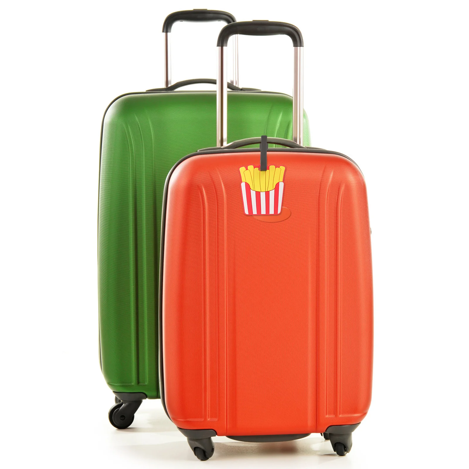

2Pcs French Fries Luggage Tags Durable PVC Cute Cartoon Suitcase Id Identifier Portable Travel Name Tags for Suitcases Women