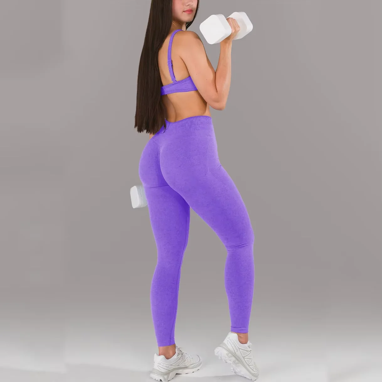 

Women's Anti-Wrinkle Workout Set Breathable Lightweight Seamless Sports Bra and Print Gym Leggings for Running Yoga Training