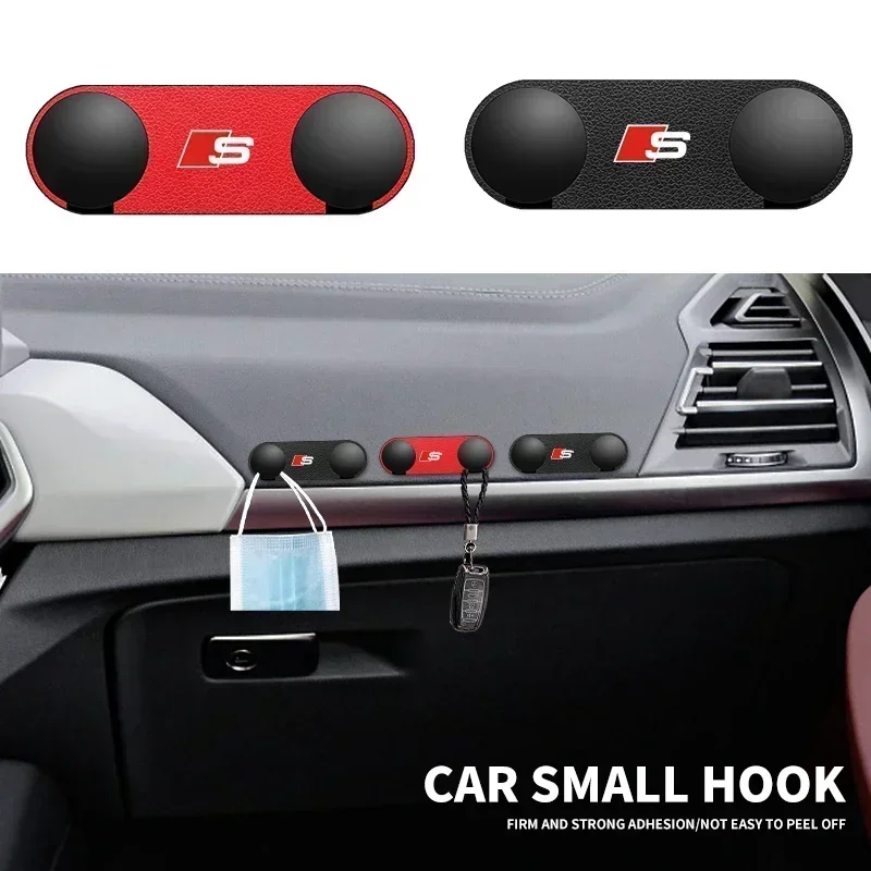 Car Logo Multi-functional Pasted Double Hook For Audi Sline A3 A1 A4 B8 B7 A6 C7 A5 A7 A8 B9 B6 C6 Q2 Q3 Q5 Q7 Q8 TT S3 S4 S7 S8