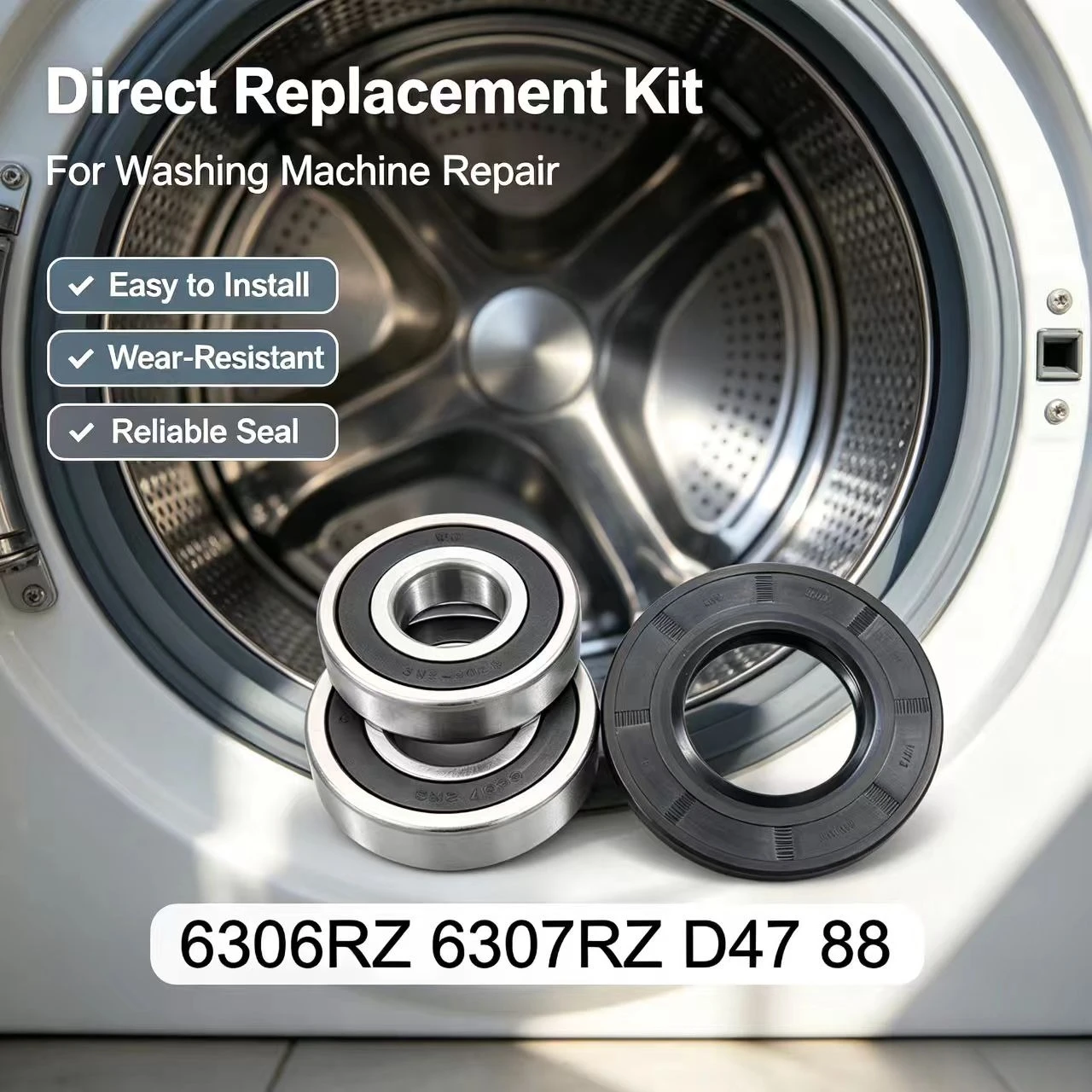 6306RZ 6307RZ D47 88 Bearing Kit With Oil Seal For Washing Machine Washer Replacement Parts