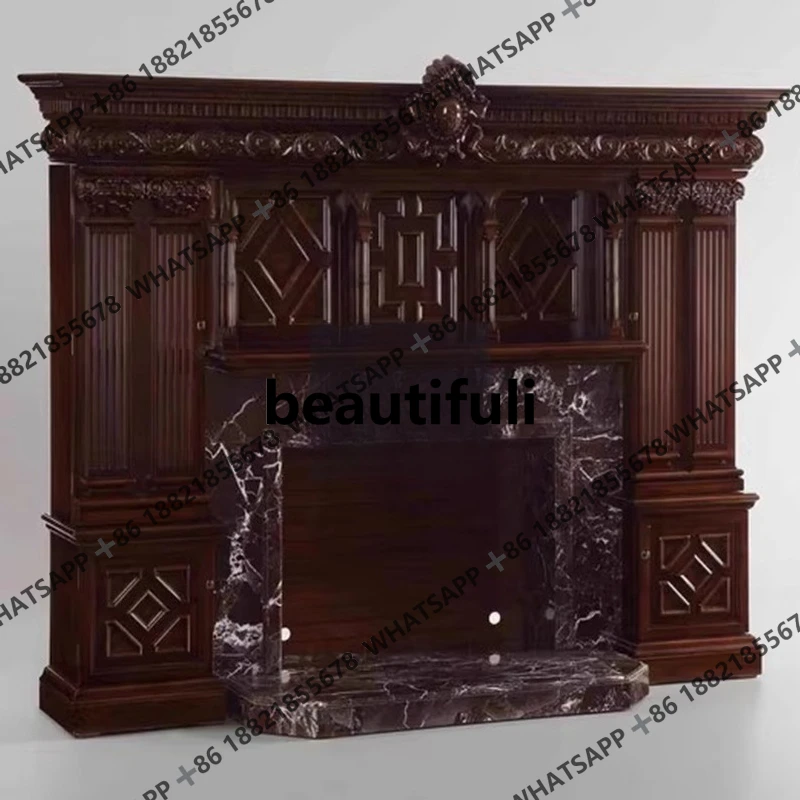 marble mantel European villa living room decorative cabinet French vintage fireplace cabinet background wall fire cabinet