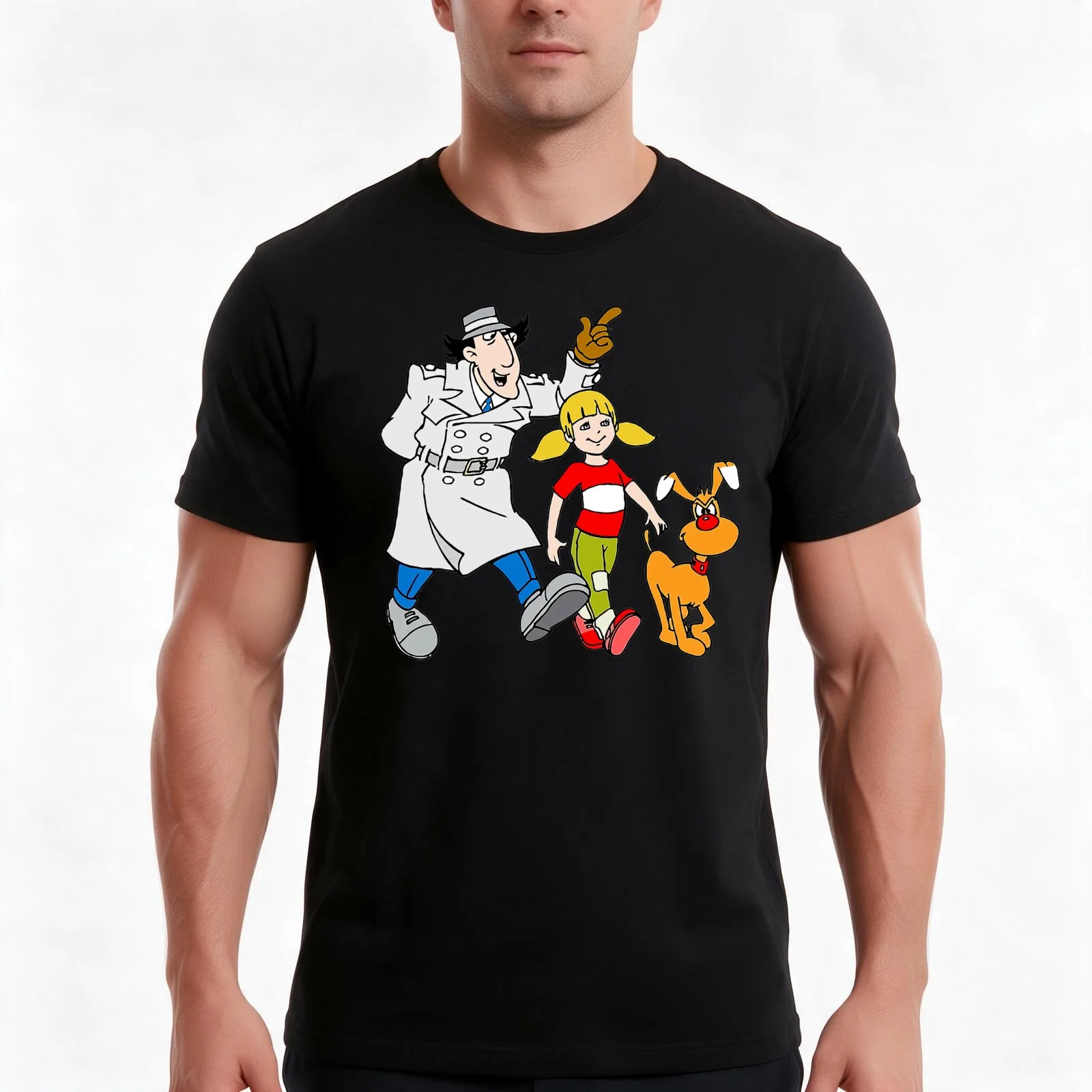 Hallo Inspector T-Shirt, Summer Casual Cotton Tee, Oversized Streetwear Tops, Vintage Graphic Print, Loose Fit Short Sleeve