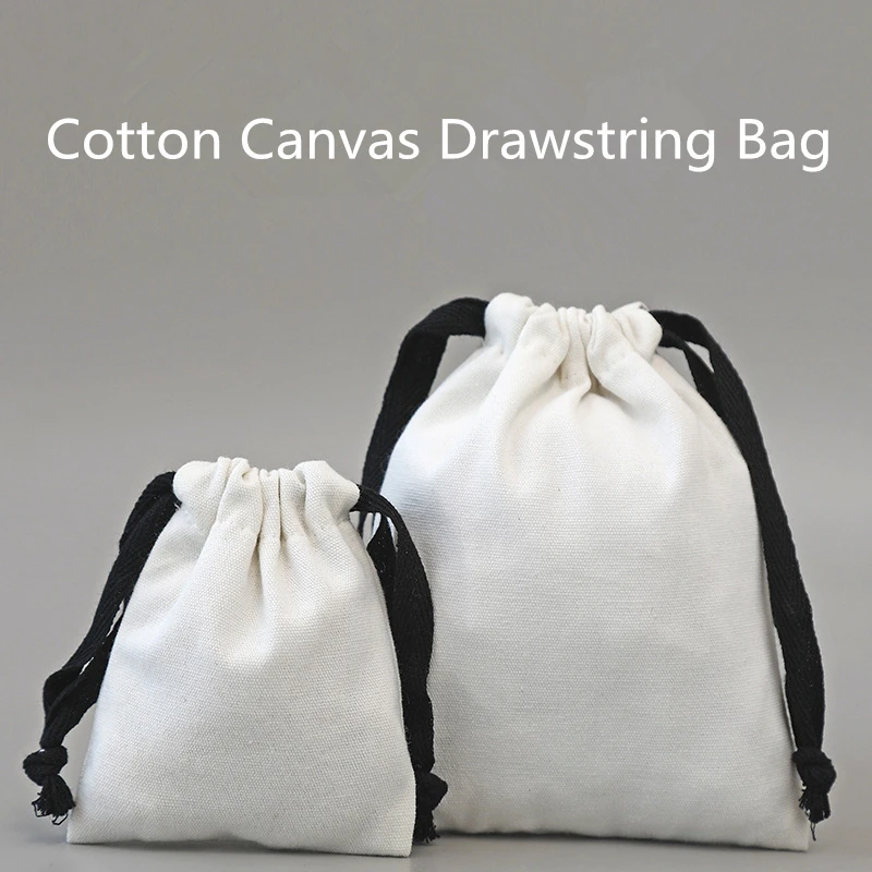 Cotton Drawstring Storage Bags White Canvas Bags Wedding Candy Package Pouch Reusable Home Organize Dustbag Dustproof Sacks