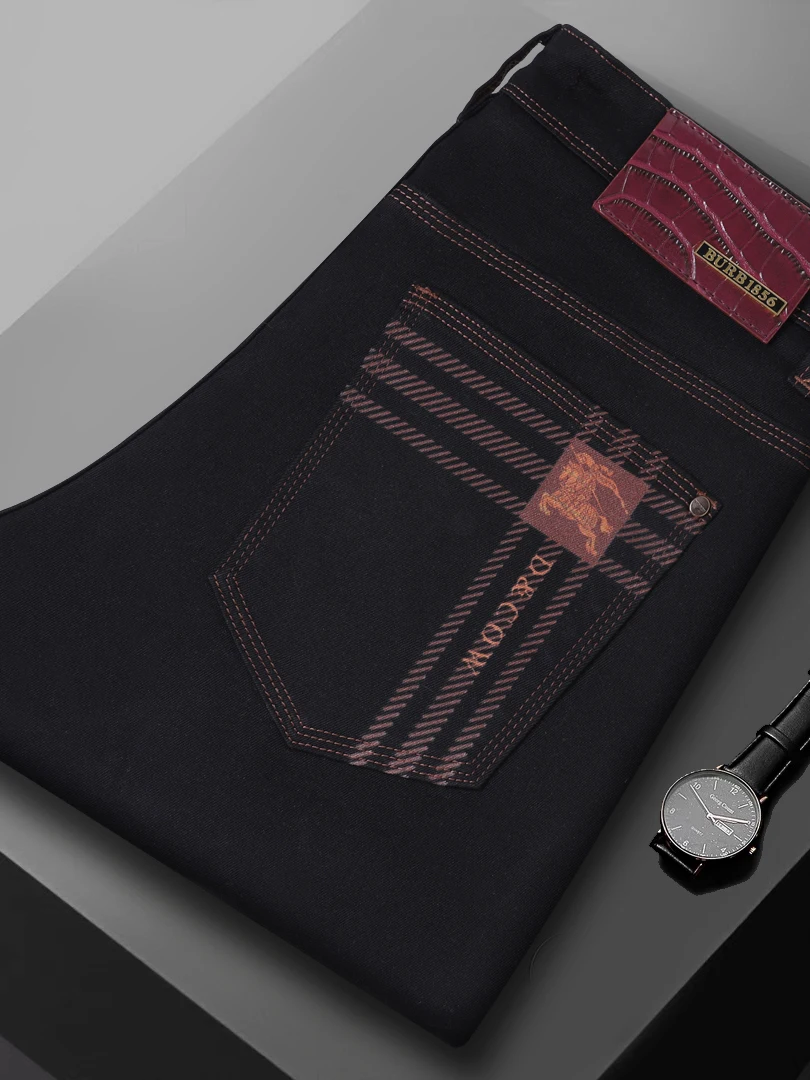 

Мужские джинсы прямого кроя Slim Fit, весна 2026, повседневные, эластичные, деловые брюки, высококачественный простой дизайн, Starry Bla, хлопок стрейч