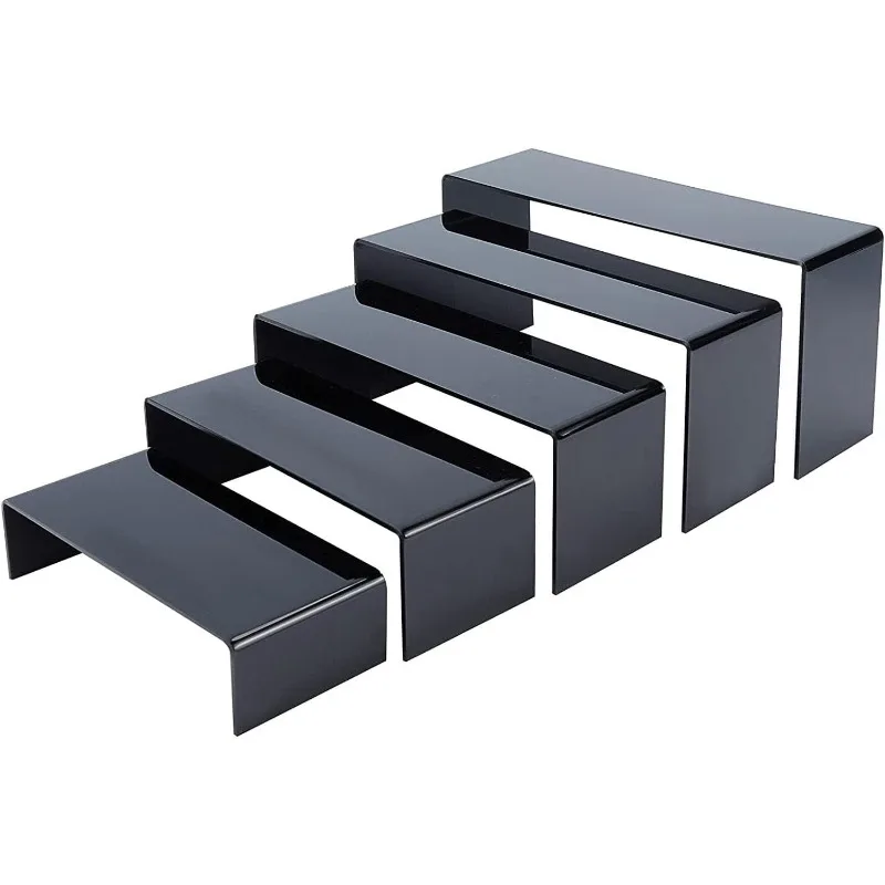 

1 комплект, черная акриловая подставка для дисплея, 5 размеров, подставка для ювелирных изделий, декоративная полка, настольная витрина, светильники для поп-фигурки