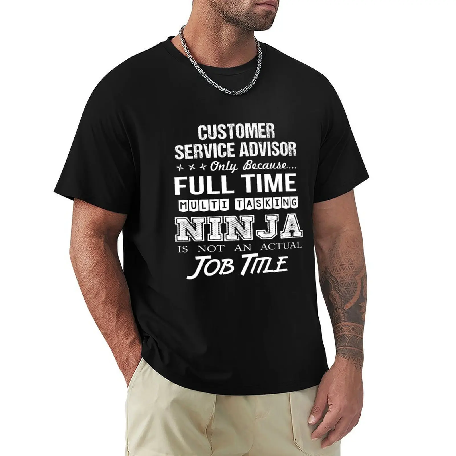 Camiseta para Consultor de Atendimento ao Cliente - Camiseta Ninja Job Gift Item, Camiseta Básica de Cor Sólida Casual
