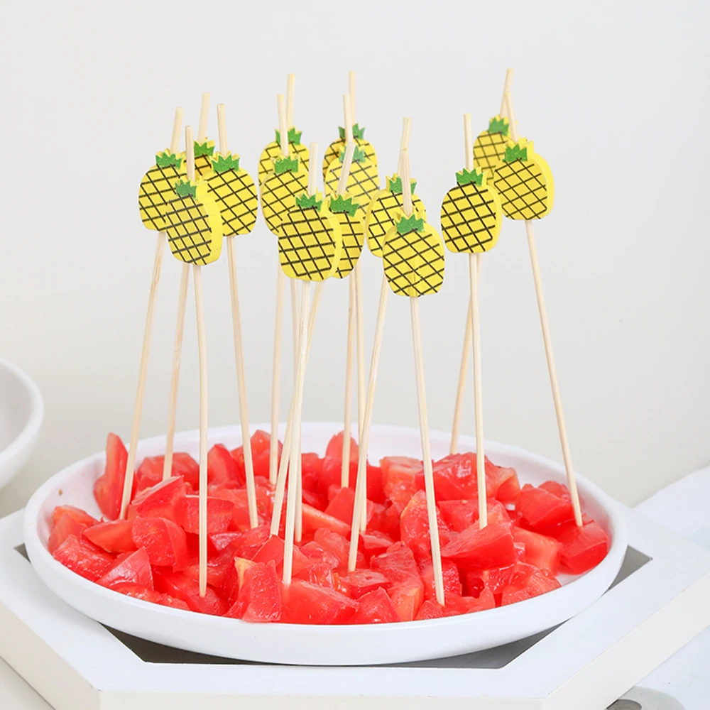 100/50 Stück Hawaii Party Cocktail Sticks Bambusspieße für Salat Dessert Einweggabeln Buffet Obst Geburtstagsfeier Hochzeit – Detail 8