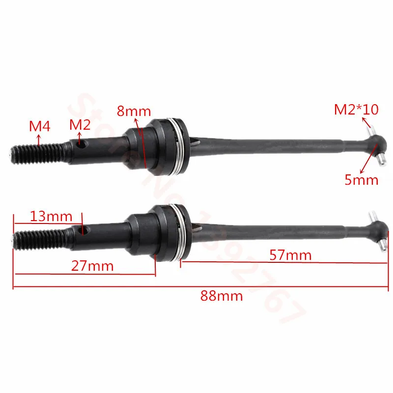 2pcs 철강 금속 전면 드라이브 샤프트 CVD 0090 WLtoys 12428 12423 1/12 RC 자동차 크롤러 짧은 코스 트럭 업그레이드 부품