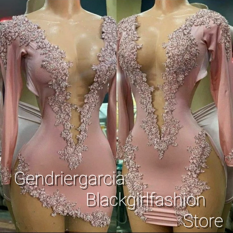 

Customized 2025 Model Pink Short Prom Dresses Crystal Beaded Decoration Designed for Black Girls Birthday Party Dresses Mini Coc