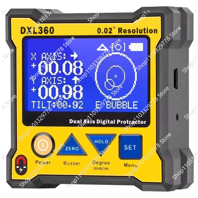 Double axis electronic level meter ruler with magnetic angle meter box high precision digital inclinometer DXL360