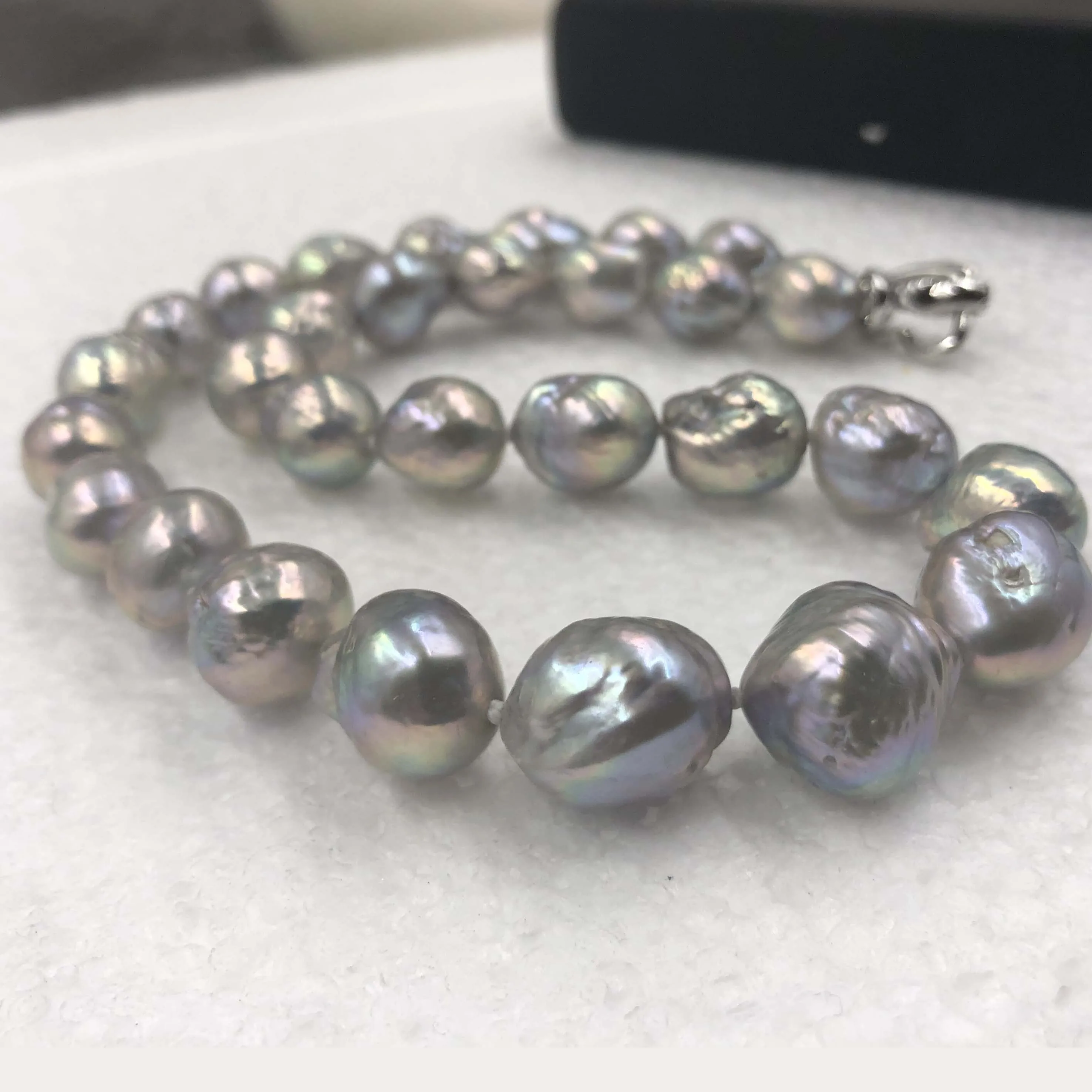 

{ELEISPL] 11-15MM 45cm Long Gray Fresh Water Pearl Necklace #22010080