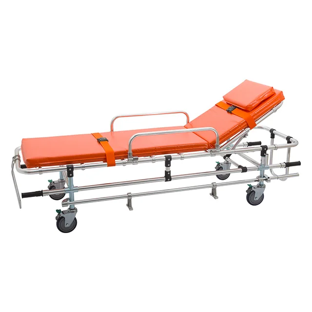 High-Strength Aluminum Alloy Ambulance Stretcher Foam Cushion & Adjustable Backrest With Scoop Stretcher Storage