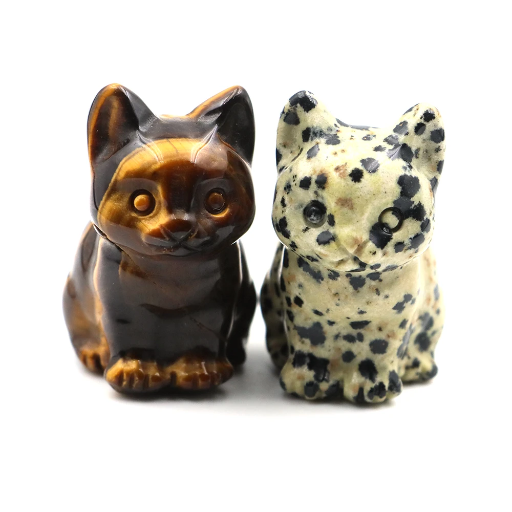 

1.5" Various Crystal Energy Stones Carved Cats Rose Quartz Kitten Figurine Natural Gemstone Mini Sitting Cat Chakra Homome Decor
