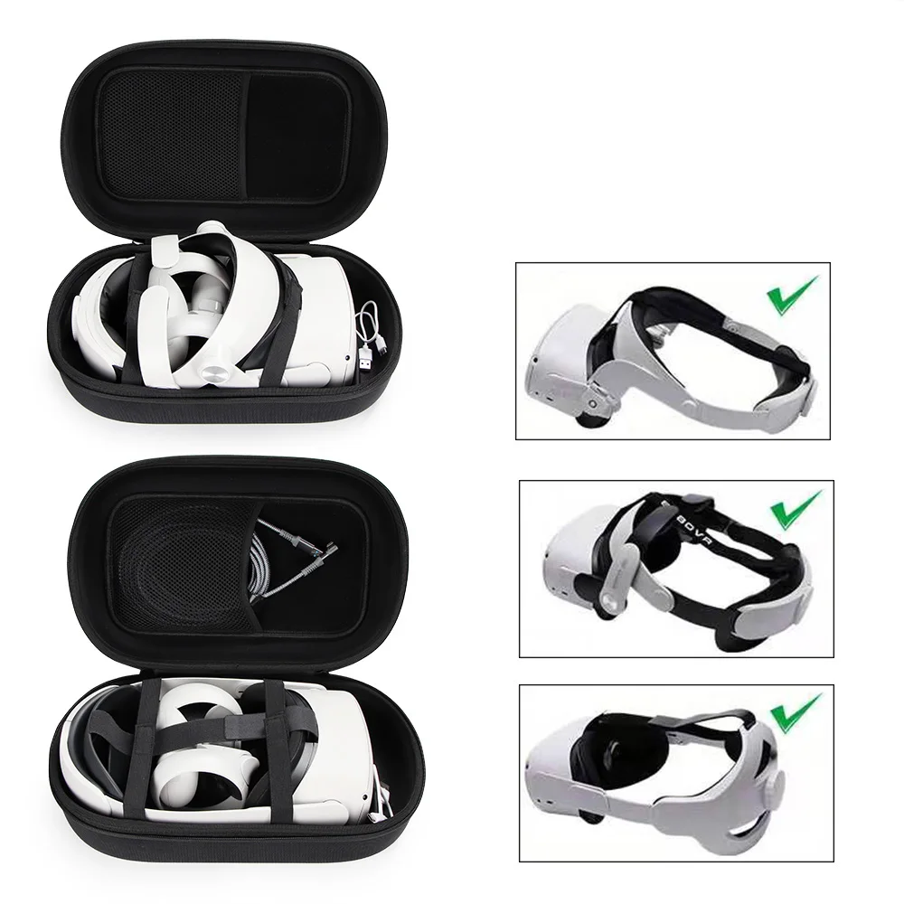 فر حقيبة التخزين ل كوة كويست 2 سماعة الصلب إيفا السفر حقيبة حمل متوافق النخبة حزام T2 ل كوة كويست 2 اكسسوارات