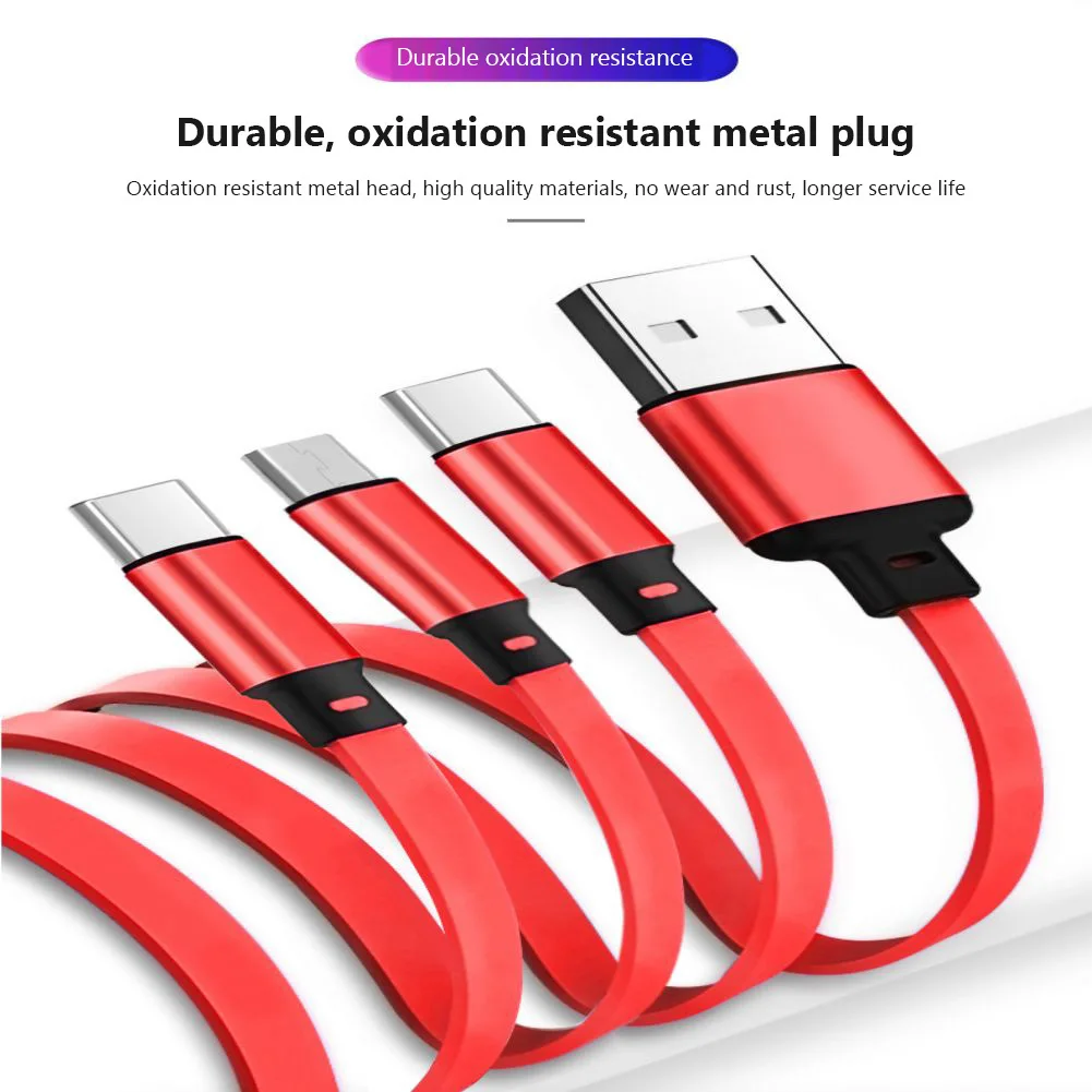 3-In-1 2.5A Charging Cable Fast Charging Wire Multi Charging Cord USB Cord Adapter Compatible For Android IPhone Devices