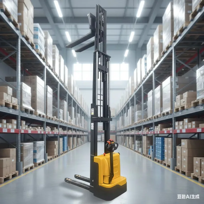 Load 1500kg Full Electric Pallet Stacker 2m 3m 4m Lifting Height Walking Type Electric Stacking Truck Forklift