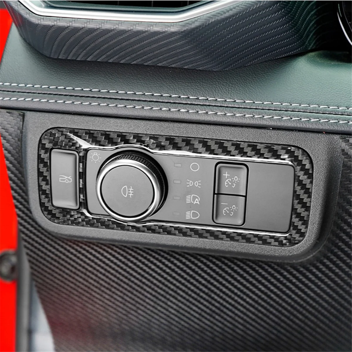 Carbon Fiber Car Dashboard Headlight Switch Frame for Ford Mustang 2024 Car Interior Accessories LHD