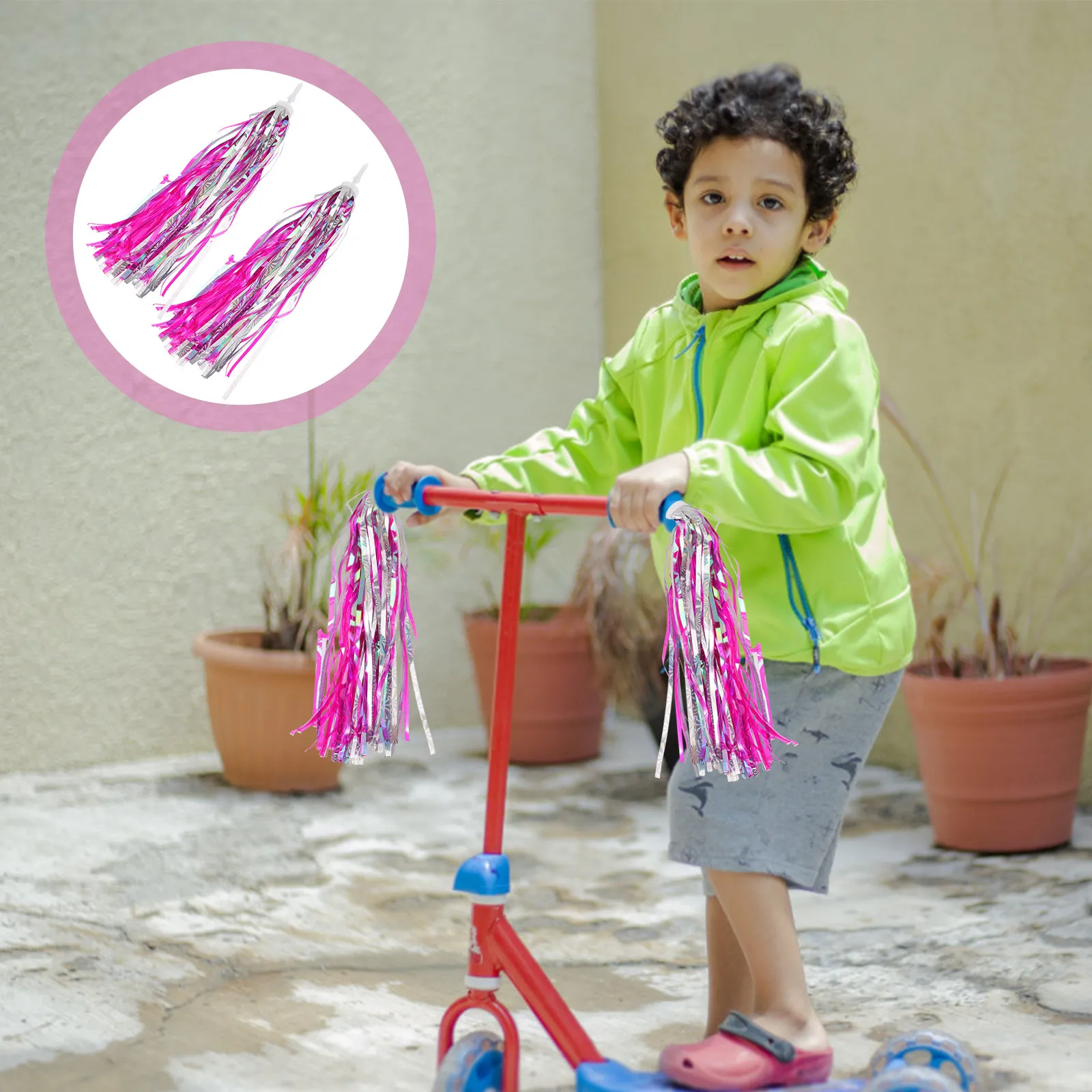 

2 шт. Яркие ленты-стримеры для руля самоката, декоративные ленты-кисточки для велосипеда, аксессуары для детских велосипедов, забавные украшения